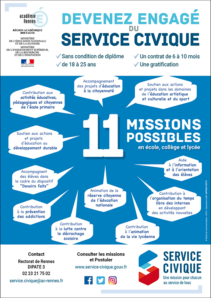 L’académie de Rennes a débuté sa campagne de recrutement des engagés du service civique pour l